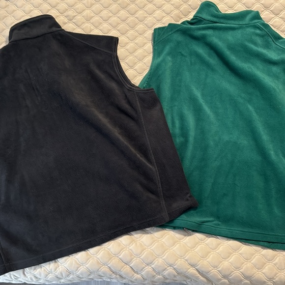 Columbia Fleece Vest Bundle Men's XXL Full Zip Charcoal Black & Green - Picture 2 of 4